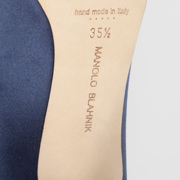 Manolo Blahnik Hangisi Blue Satin Jewel Pumps - Picture 6 of 11